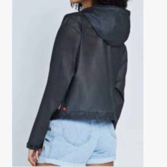 Hunter Original Hero Vinyl Waterproof Cropped Smock Navy Women’s SZ L NWT $180 - Picture 3 of 13